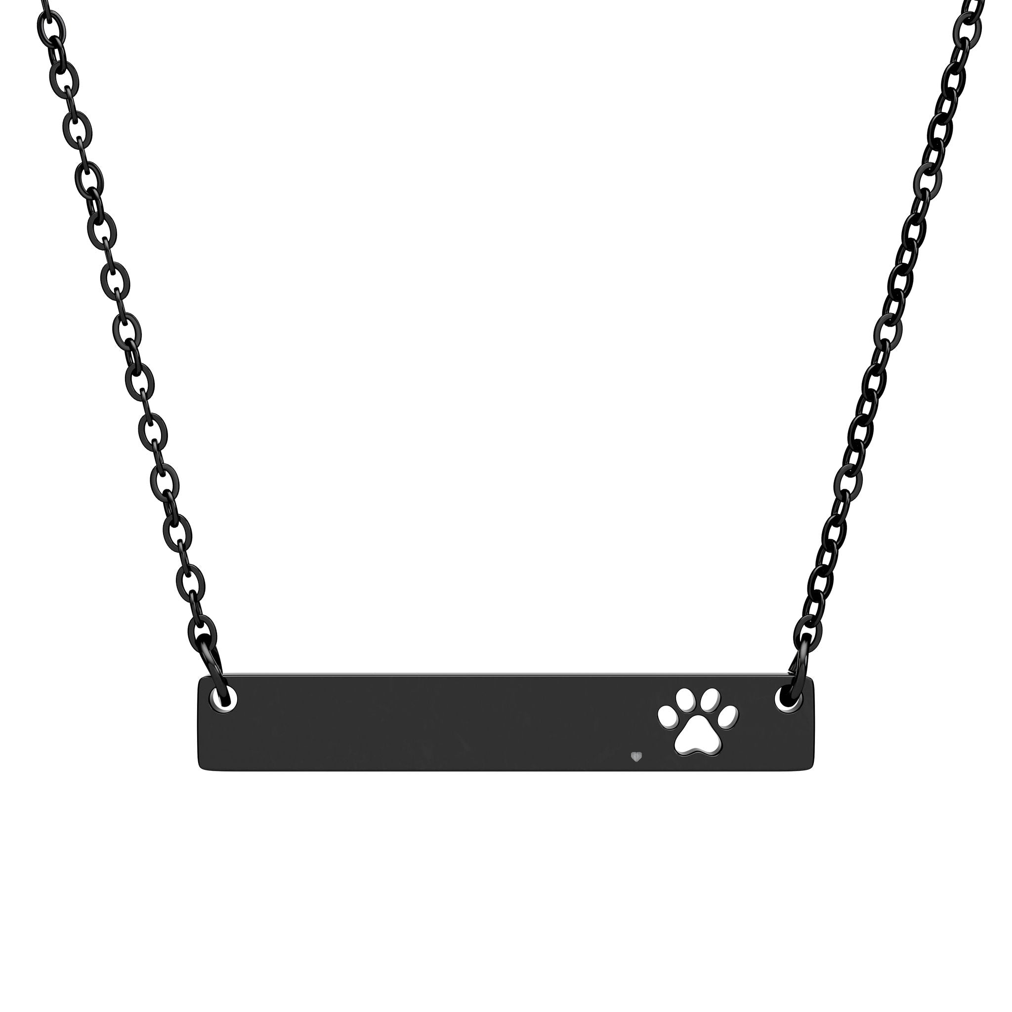 Paw Cutout Bar Necklace — Engravable Pet Love Pendant