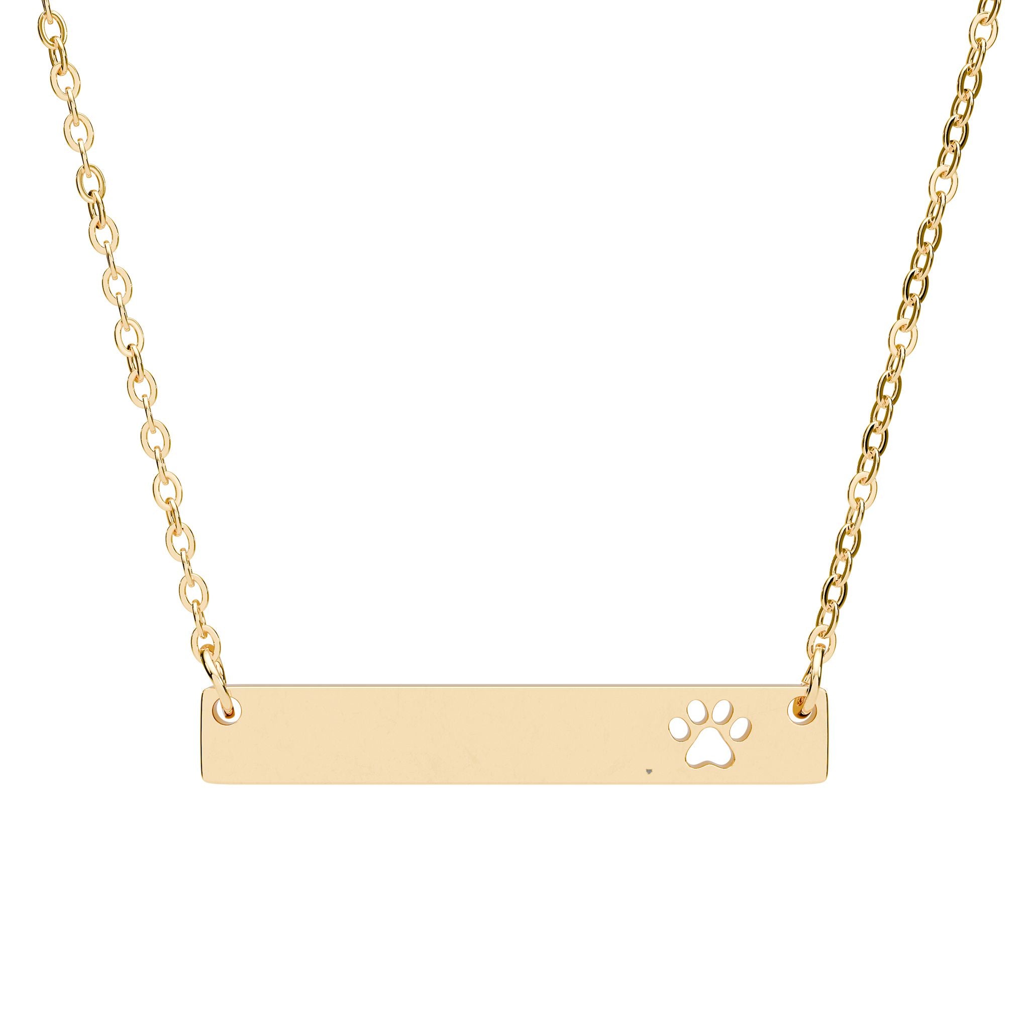 Paw Cutout Bar Necklace — Engravable Pet Love Pendant