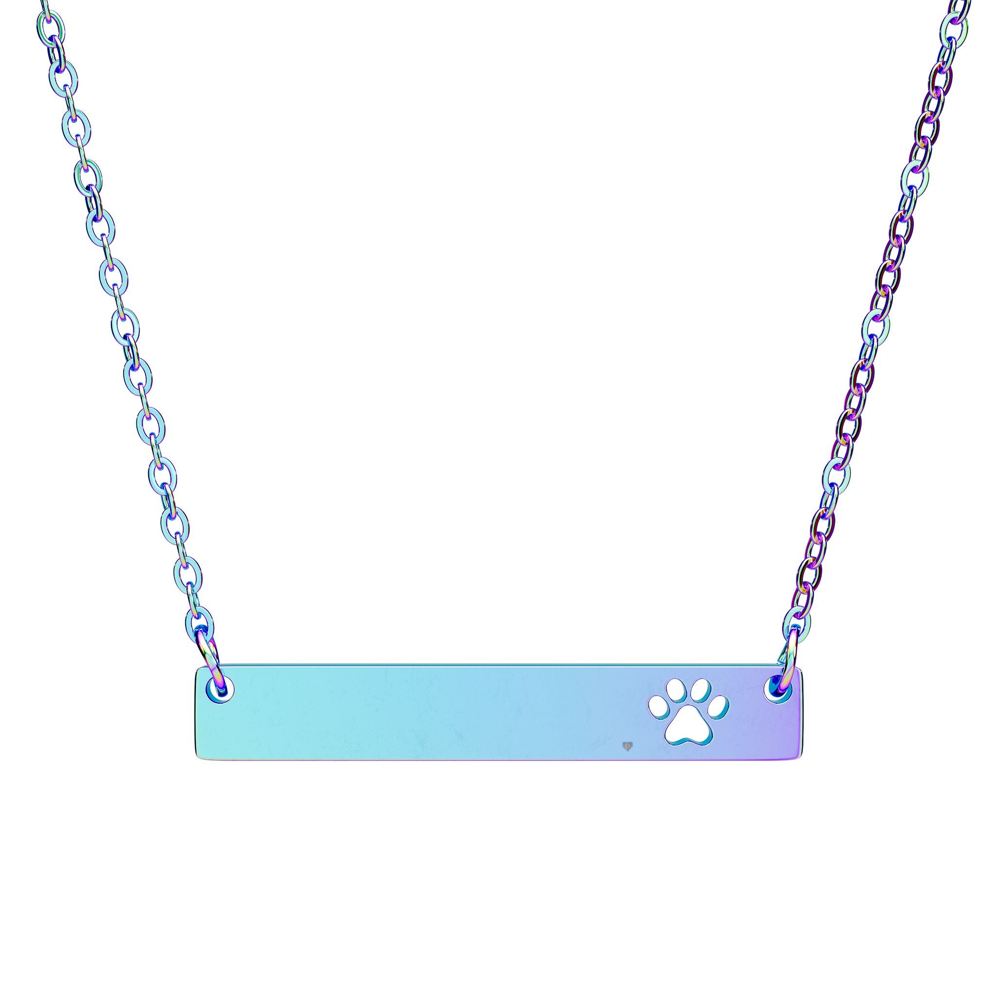 Paw Cutout Bar Necklace — Engravable Pet Love Pendant