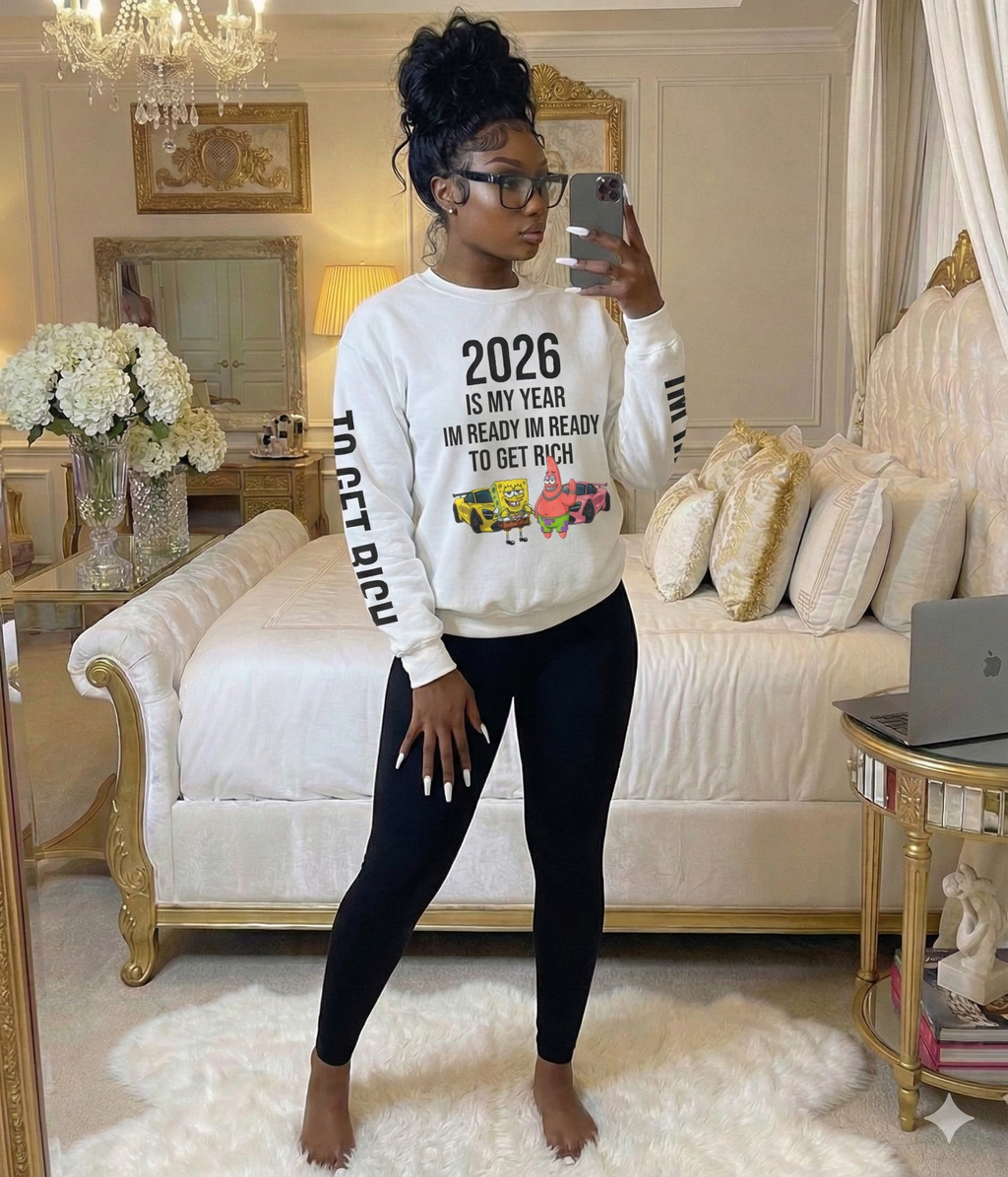 Unisex 2026 SponeBob"Im Ready To Get Rich" Sweatshirt