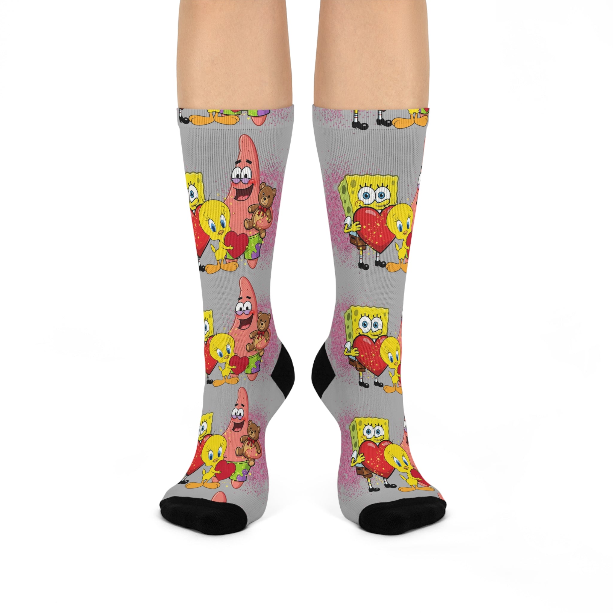 SpongeBob And Tweety Bird Love Cushioned Socks Valentine's Collection