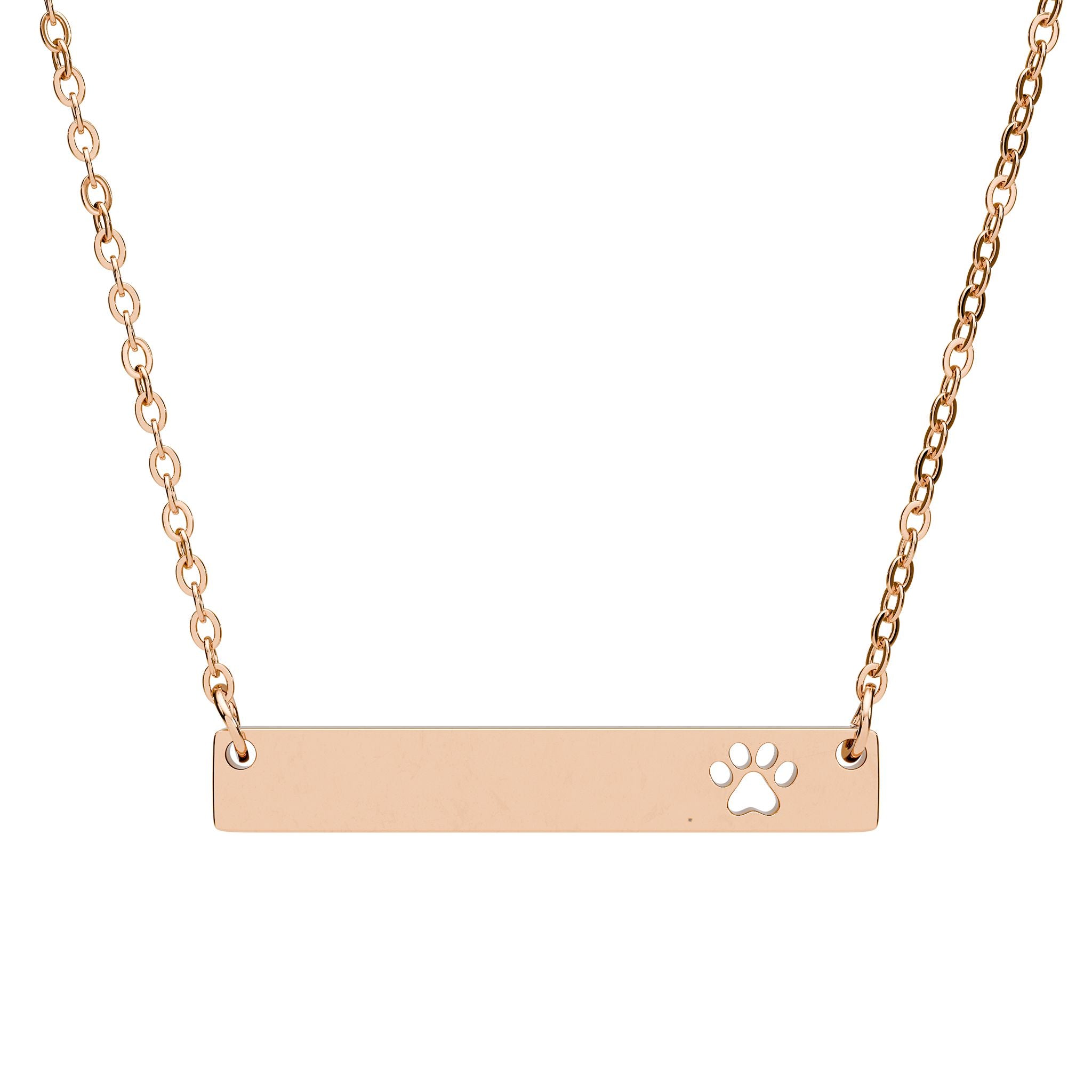Paw Cutout Bar Necklace — Engravable Pet Love Pendant
