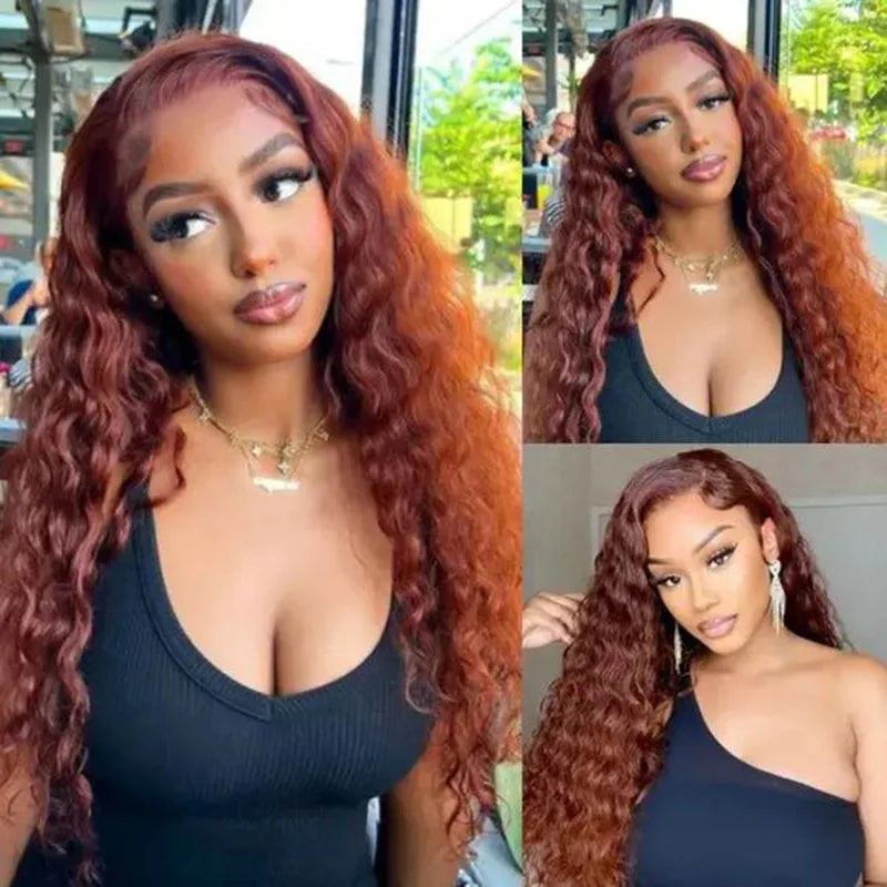 Water Wave Reddish Brown Lace Front Human Hair Wig HD 13x6 Lace Frontal Wig Human Hair Wigs Brazilian Glueless 4x4 Closure Wig