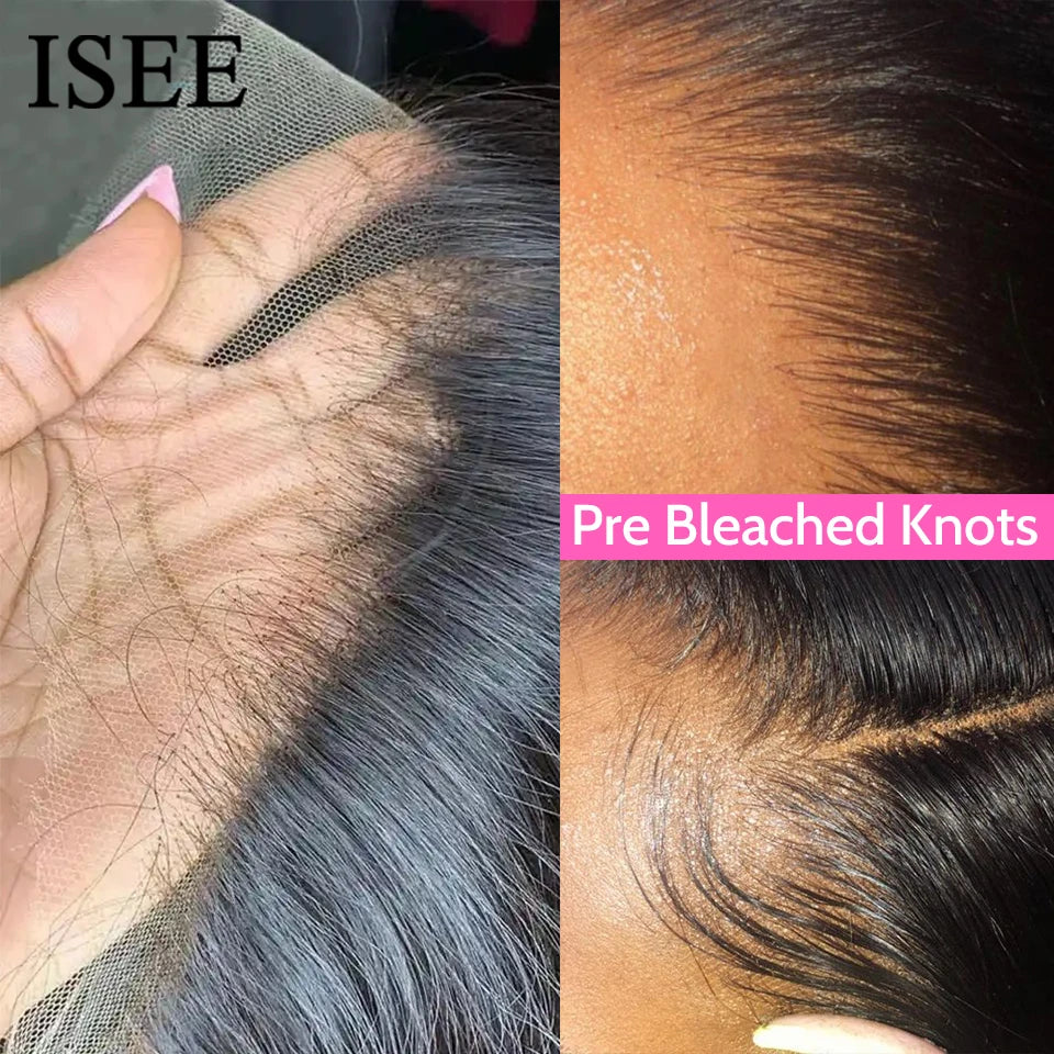 HD Lace Frontal Human Hair Wigs PreBleached Knots Preplucked Straight Lace Front Wigs For Women Brazilian Wigs On Sale ISEE Hair
