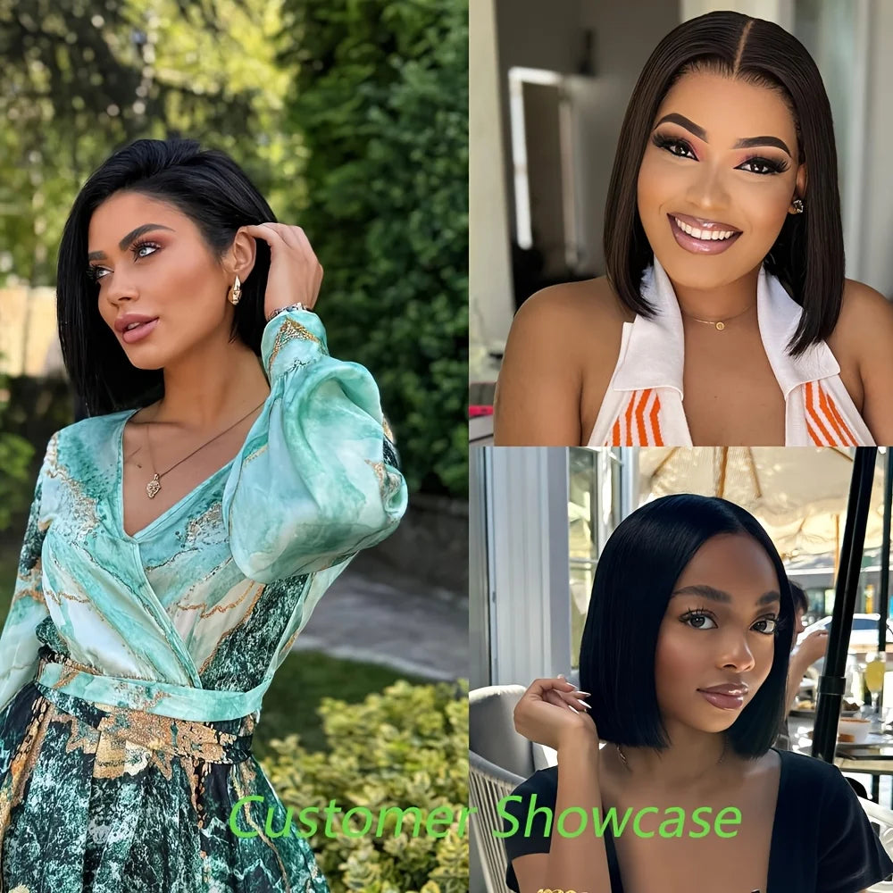 Looking 13x4 Lace Frontal Wig Human Hair - 150% Density Short Straight Bob Hairstyle with Full Face Coverage, Brazilian Hair