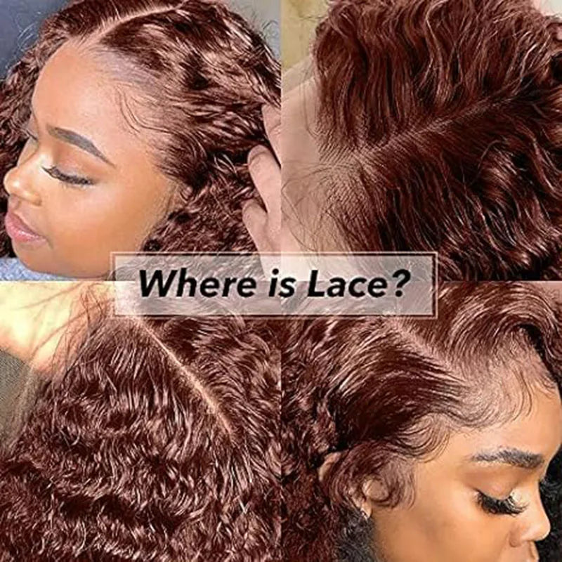 Water Wave Reddish Brown Lace Front Human Hair Wig HD 13x6 Lace Frontal Wig Human Hair Wigs Brazilian Glueless 4x4 Closure Wig