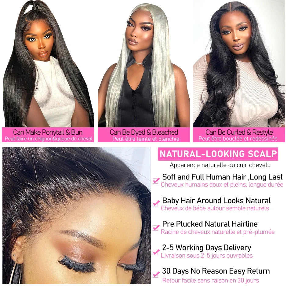 HD Lace Frontal Human Hair Wigs PreBleached Knots Preplucked Straight Lace Front Wigs For Women Brazilian Wigs On Sale ISEE Hair