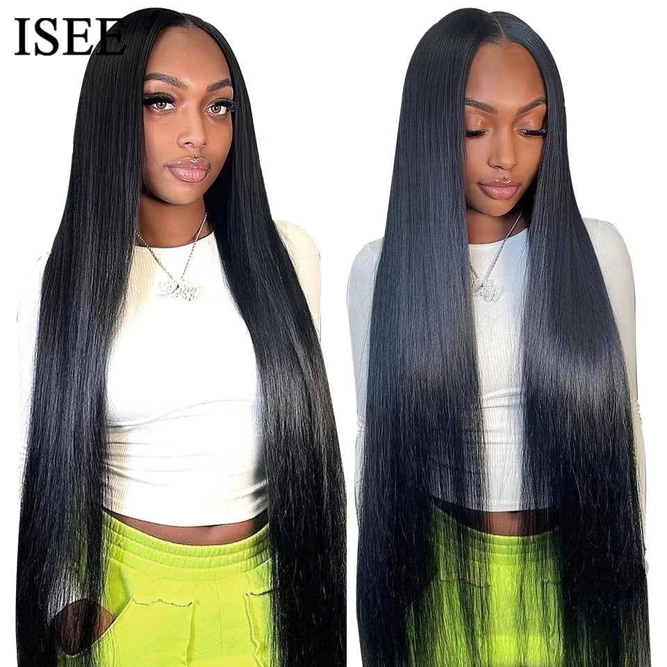 HD Lace Frontal Human Hair Wigs PreBleached Knots Preplucked Straight Lace Front Wigs For Women Brazilian Wigs On Sale ISEE Hair